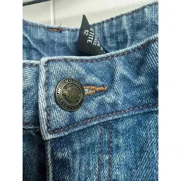 Harley Davidson Studded and Embroidered Flames Women's Jeans 12 Petite - Picture 6 of 10